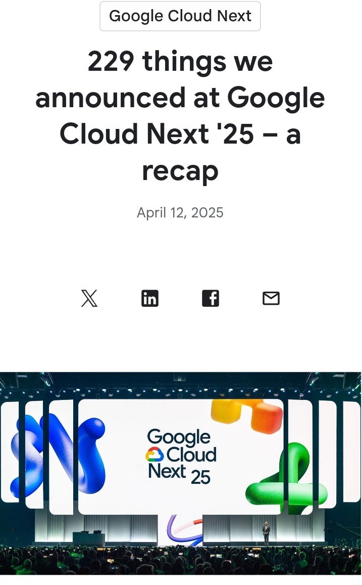 Les 229 nouveautés annoncées pendant Google Cloud Next 25 ! 

cloud.google.com/blog/topics/go…

#google #googlecloud #cloud #transformationdigitale #ia