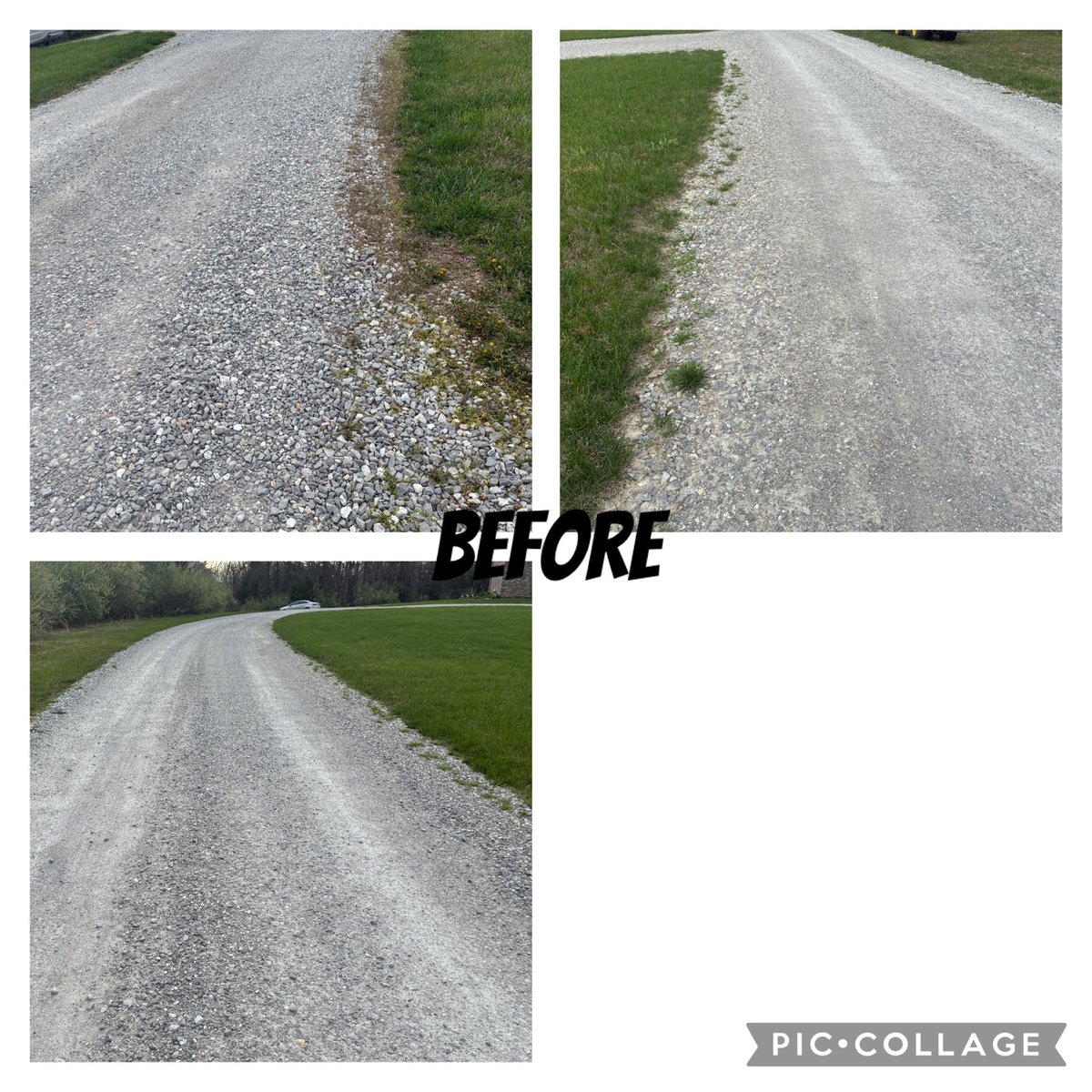 kostertsd's tweet photo. This driveway had hundreds of small weeds emerging that were too small to pull. They were way down between the rocks so used the torch weeder for 2 hours first to wilt them, promoting a damaged structure, and then the box blade &amp; rippers to get down below the surface and level. https://t.co/vgKL2DgkFR