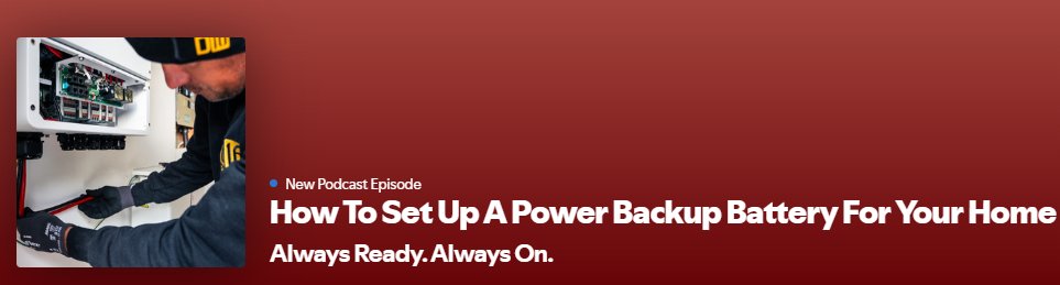 ionixprobattery's tweet image. 3 Min. Podcast shares the steps necessary to get the right power backup battery for your home - and get it done right. 

shorturl.at/tRFnp

#SmartWall #BatteryBackup #CleanEnergy #SolarStorage #BCgreenTech #EnergyIndependence #IONiX
