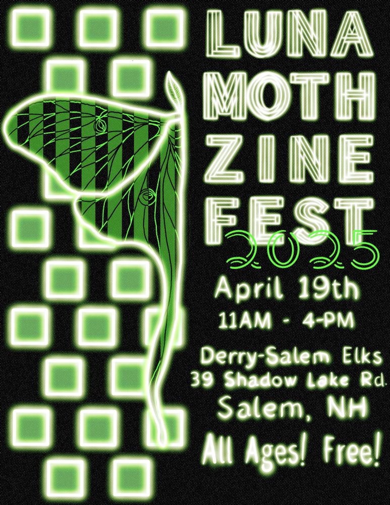 fanzines's tweet image. Luna Moth Zine Fest takes place this Saturday at 11am to 4pm in Salem, New Hampshire, United States.

Check out the stallholders: instagram.com/lunamothzinefe… #zines