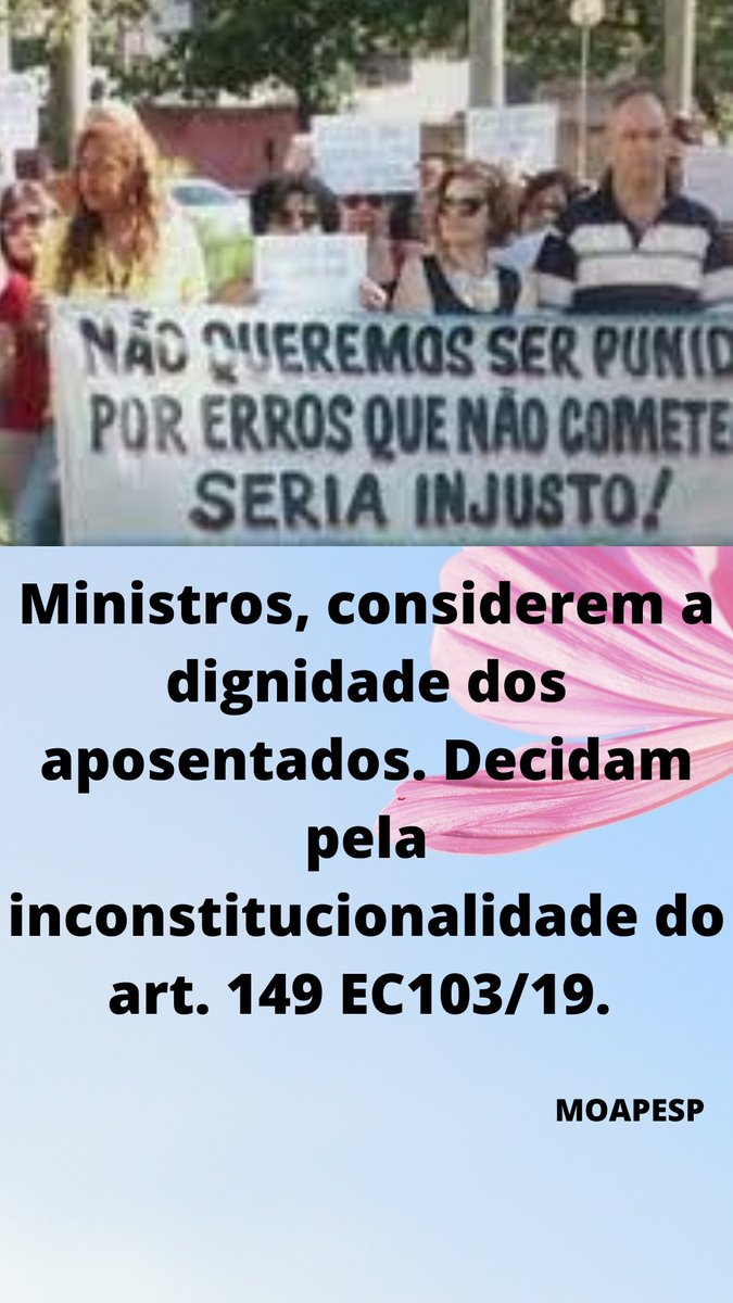 <a href="/SilviaR64453142/">SEMPRE ESQUERDA</a> <a href="/STF_oficial/">STF</a> <a href="/gilmarmendes/">Gilmar Mendes</a> <a href="/LRobertoBarroso/">Luís Roberto Barroso</a> <a href="/alexandre/">Alexandre de Moraes</a> Para um envelhecimento saudável, precisamos de uma aposentadoria sem desconto! Retorne com Ilegitítimidade do art. 149 da EC 103/19.
<a href="/gilmarmendes/">Gilmar Mendes</a>. 
<a href="/STF_oficial/">STF</a>
<a href="/LRobertoBarroso/">Luís Roberto Barroso</a>
<a href="/alexandre/">Alexandre de Moraes</a>
Valorizem Aposentados
#AposentadoriaJusta

SOS ⚖️