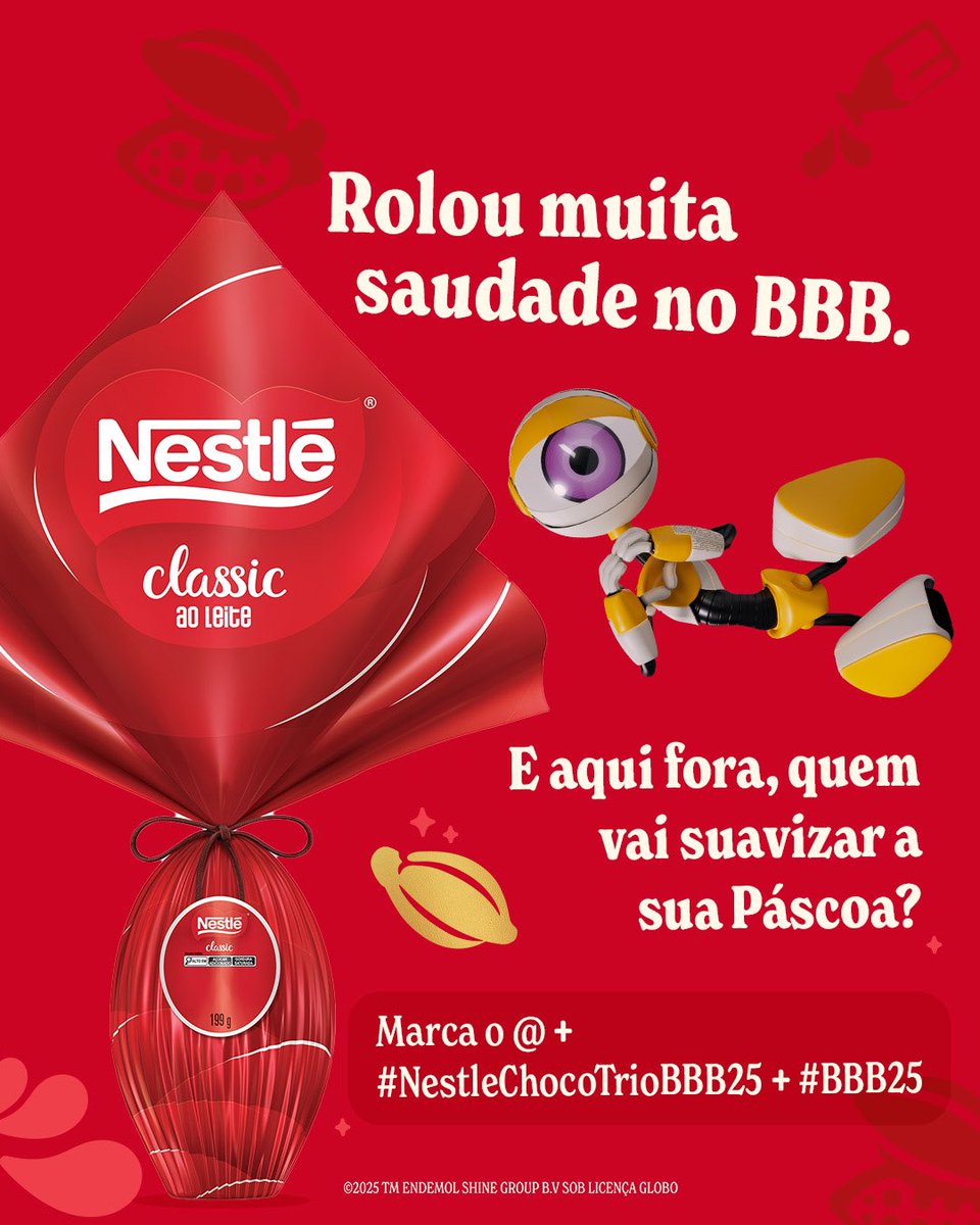 me conta aqui com quem você queria dividir um chocolate agora. 👇 

#NestleChocoTrioBBB25 #BBB25