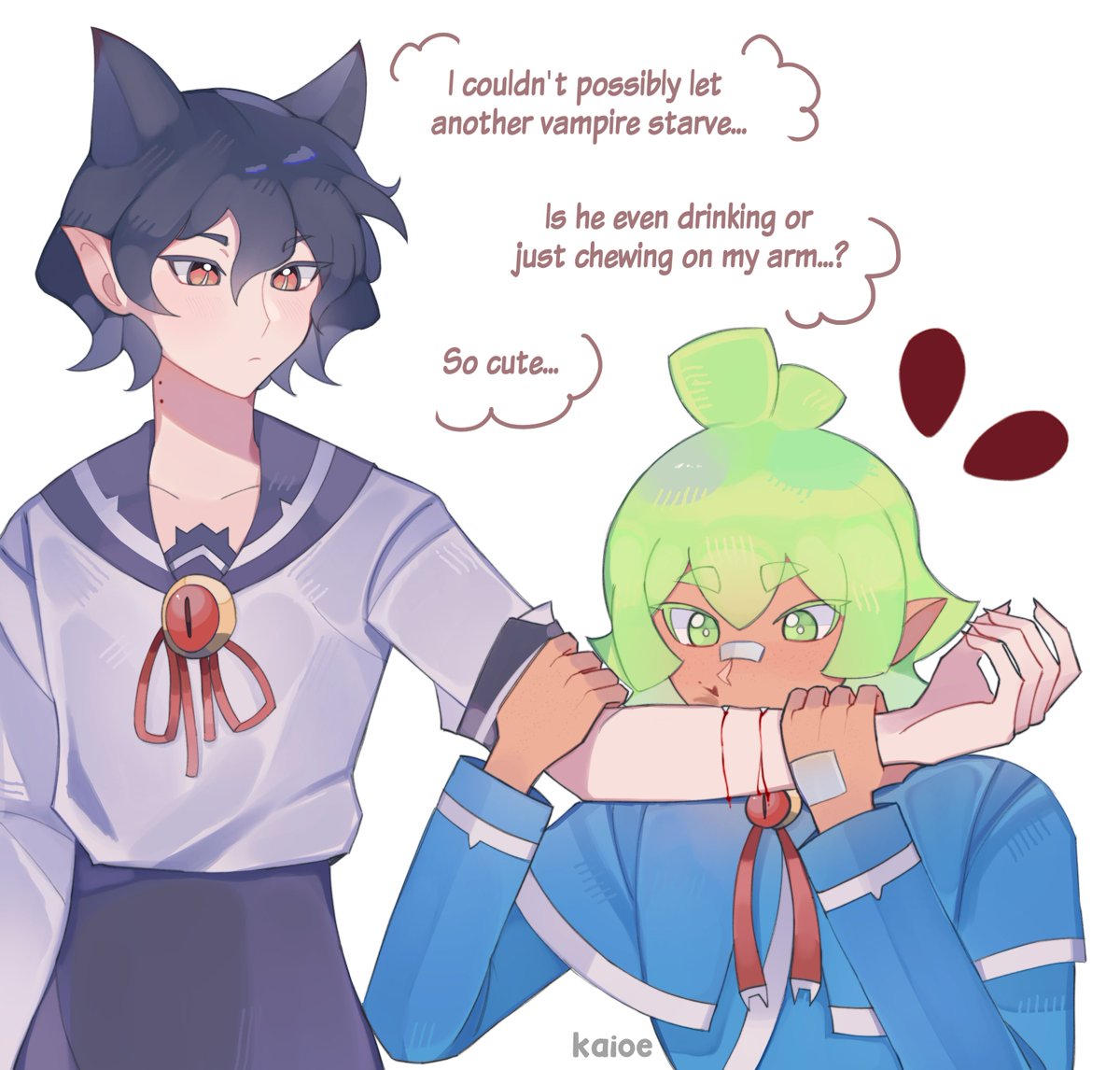 feeding the little gremlin 

#mairumatwt #入間くん #mairuma #operobin