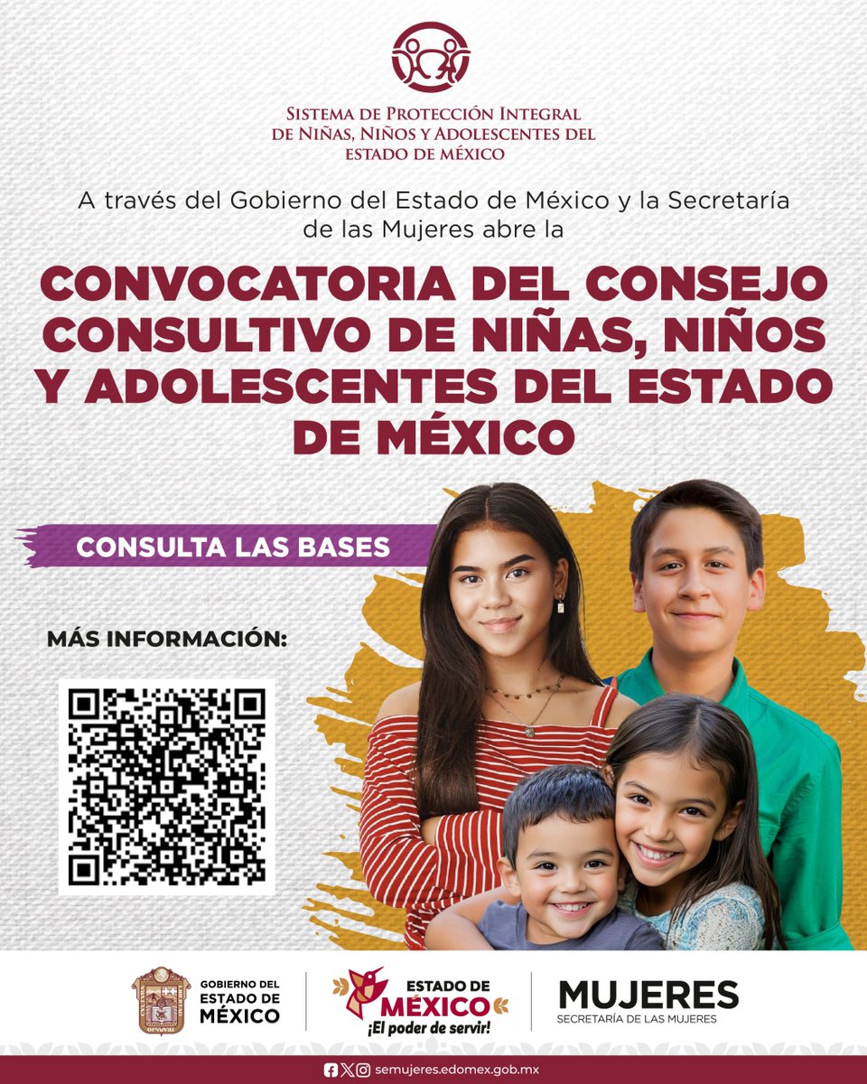SIPINNA Edomex (@sipinnaedomex) on Twitter photo La <a href="/SeMujeresEdomex/">Secretaría de las Mujeres</a>, a través del #SIPINNAEdomex , te invita a postularte para formar parte del Consejo Consultivo de Niñas, Niños y Adolescentes del Estado de México.
Tienes hasta el 22 de abril para postularte. La <a href="/SeMujeresEdomex/">Secretaría de las Mujeres</a>, a través del #SIPINNAEdomex , te invita a postularte para formar parte del Consejo Consultivo de Niñas, Niños y Adolescentes del Estado de México.
Tienes hasta el 22 de abril para postularte.