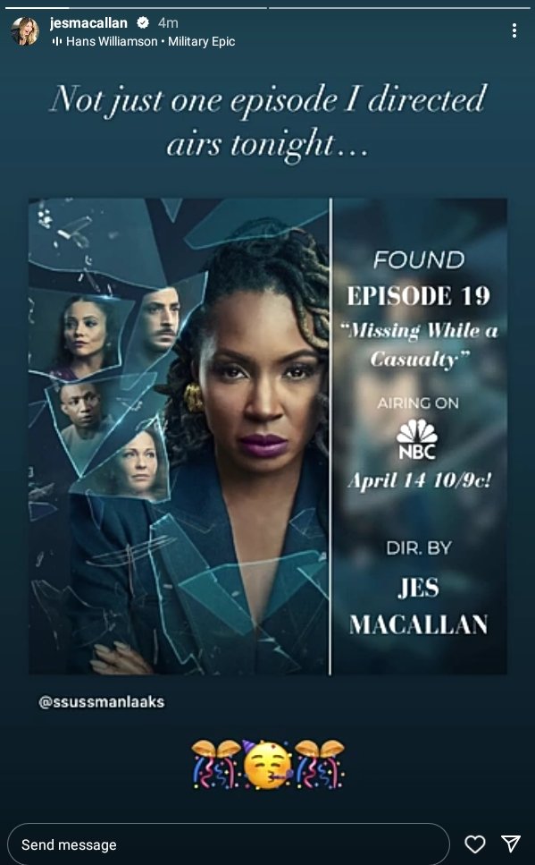 cjsaysanynez's tweet photo. Omg! You guys!! Series - 'Found' episode 19 and 'All American' episode 10 - both episodes directed by @jesmacallan airs tonight!! Don't forget to watch and keep supporting Jes' work❤️

P/S : We missed you tremendously, Jes 🥹😍

@JestersAndFiona #Jesters 

#SaveLegendsOfTomorrow https://t.co/bVJIENzGno
