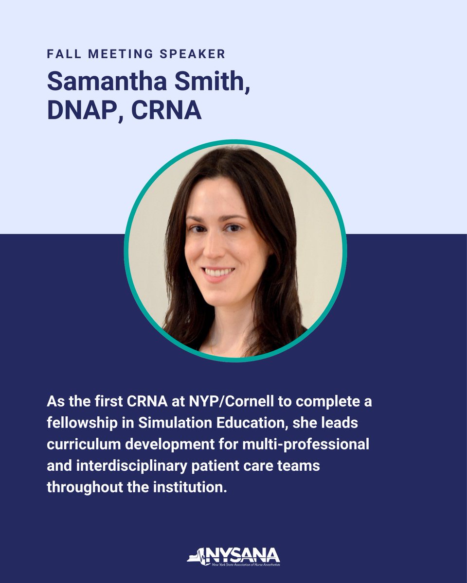 Meet one of our Fall Mtg Speakers, Samantha Smith, DNAP, CRNA! Samantha based in NYC at NYP/Cornell. She is also the founder of SimWell Innovations, a consulting service for simulation-based learning. Registration for the Fall Meeting is OPEN 🌟 loom.ly/T6CQsXQ