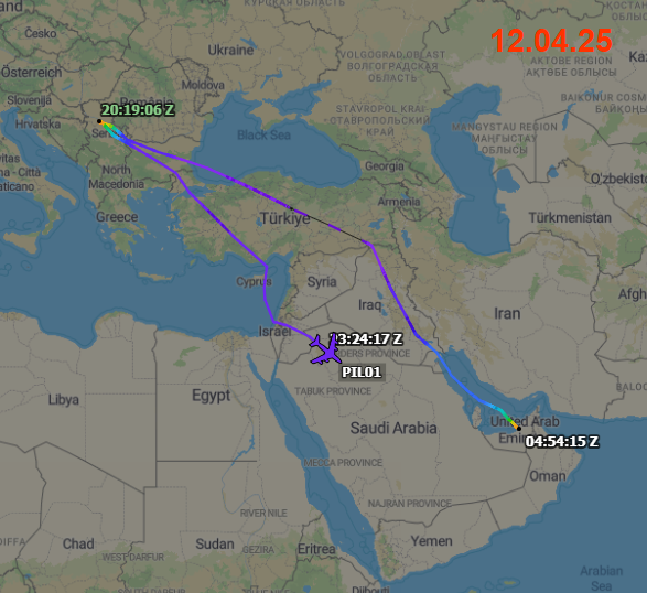 CH_LEBAD's tweet photo. VOILÀ COMMENT NOYER LE POISSON
Des déplacements suspects pour le compte 🇦🇪 d'un IL-76 des forces royales jordaniennes🇯🇴 entre la base aérienne Pavlovic 🇷🇸 Serbie et Zayed international aéroport 🇦🇪
#PIL01 RJAF-360 https://t.co/AOtAHHKaUA