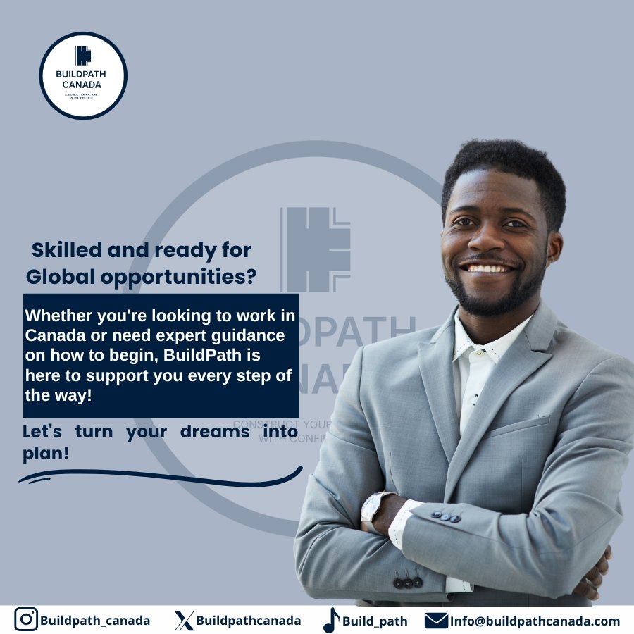 Buildpathcanada's tweet photo. Ready to build your future in Canada? 🤝 BuildPath offers tailored support, resources, and expert guidance to help skilled professionals achieve their relocation goals. 📈 Reach out today! #WorkInCanada #BuildPath #GlobalTalent #CanadaOpportunities" https://t.co/UWQ3qKcN3D