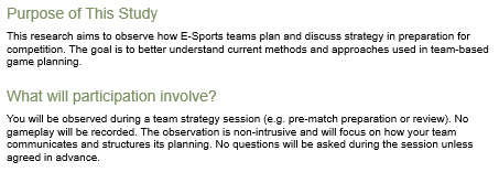 I'm looking for some e-sports coach/analyst/strategists who'd be willing to take part in this observation- or provide me with some information to assist my dissertation project! 
Ideally within Rainbow Six Siege but open to others! 

I can provide my more info if need :)) Ty! xx