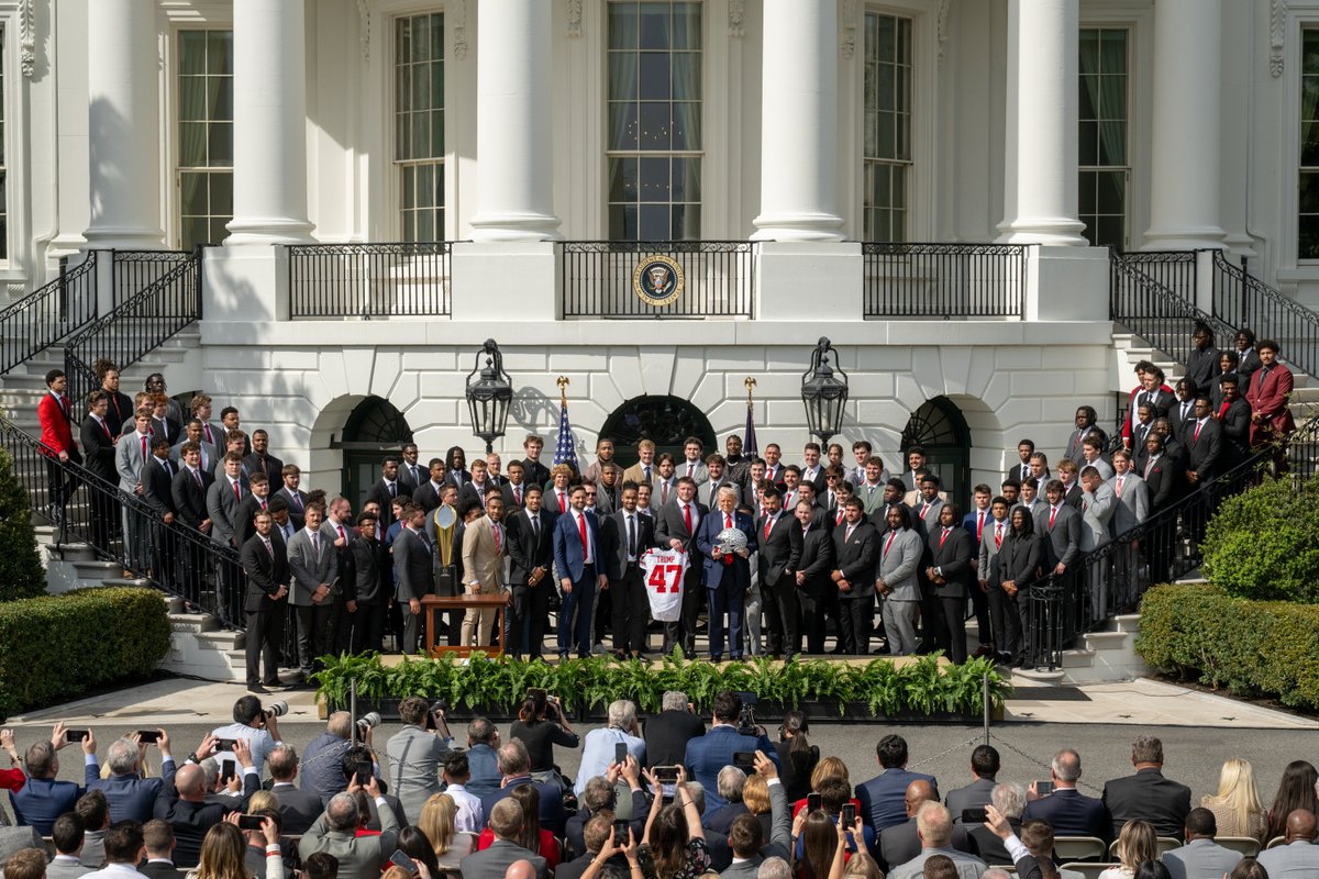 President Trump and <a href="/VP/">Vice President JD Vance</a> Vance celebrate the 2024 College Football Playoffs National Champions, <a href="/OhioStateFB/">Ohio State Football</a>! 🏈🇺🇸