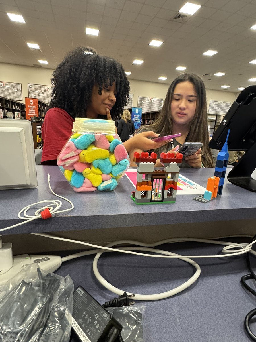 Last week’s happenings in the library… peeps estimation game, completing a new puzzle and our weekly “This or That” poll. There’s always something to do when students visit the library!