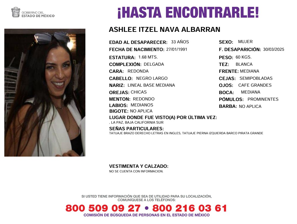 Solicitamos de tu apoyo en difusión para dar pronta localización a Ashlee Itzel Nava Albarrán, comunícate a los teléfonos de COBUPEM 800 216 0361, 800 509 0927. #TodosEnLaBúsqueda