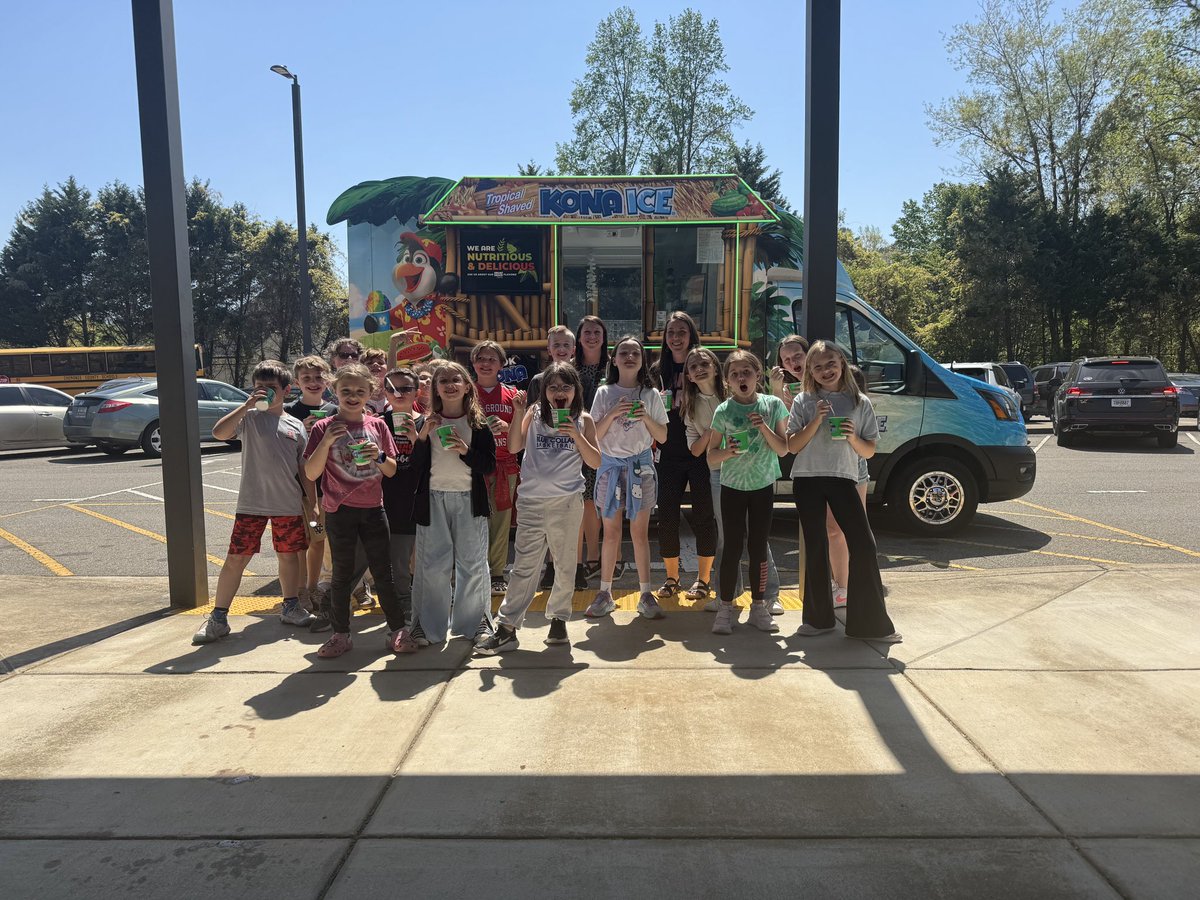 Thank you <a href="/KONAICE/">Kona Ice</a> for supporting the TOTY program. I am grateful to use the certificate to surprise our 1st Place Science Olympians with a special treat this beautiful afternoon! It was perfect for our sunny weather! #thankyou ☀️ <a href="/BGESTEM/">Ball Ground STEM Academy</a>  #BGRocks <a href="/CherokeeSchools/">Cherokee Co. Schools</a>
