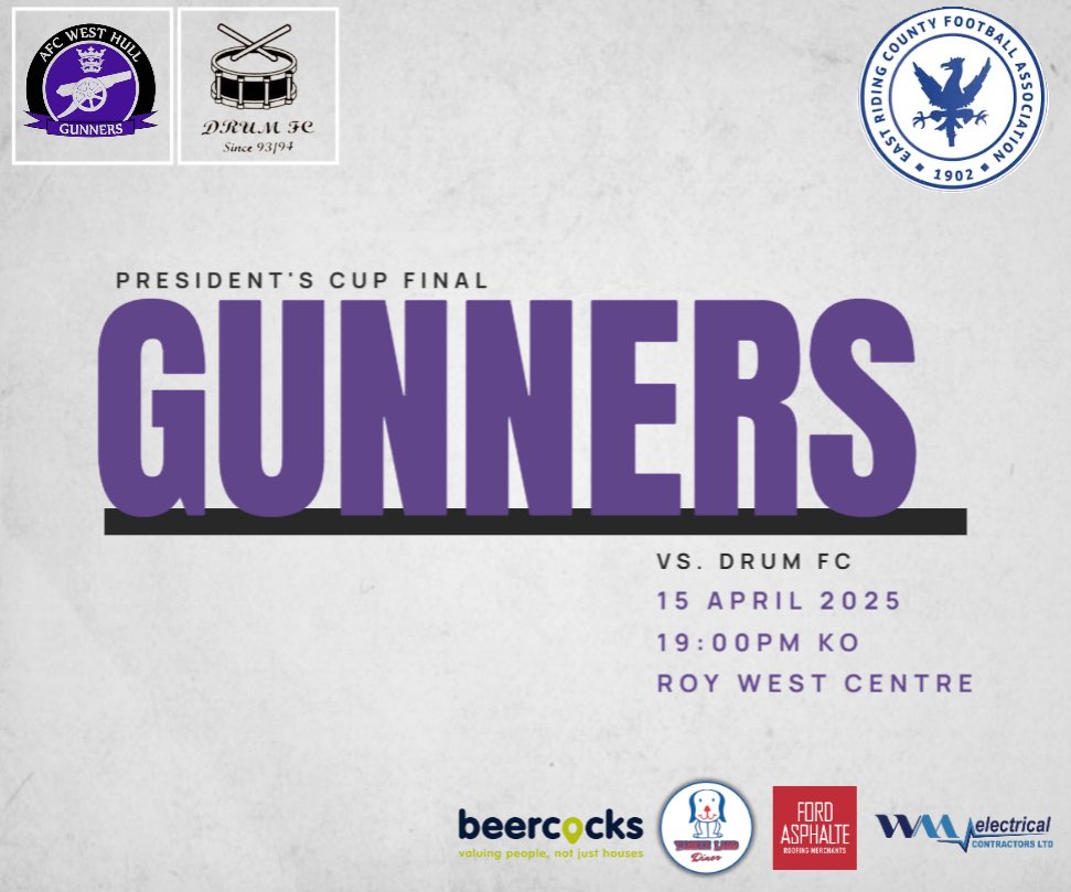 It’s almost time! 🏆

The Gunners are looking to retain for another year tomorrow but we know it will be our toughest test yet, in the President’s Cup Final! 

Get yourself down and show both teams your full support in what is always a brilliant game!

UTWHG | 🟠🟣🐉