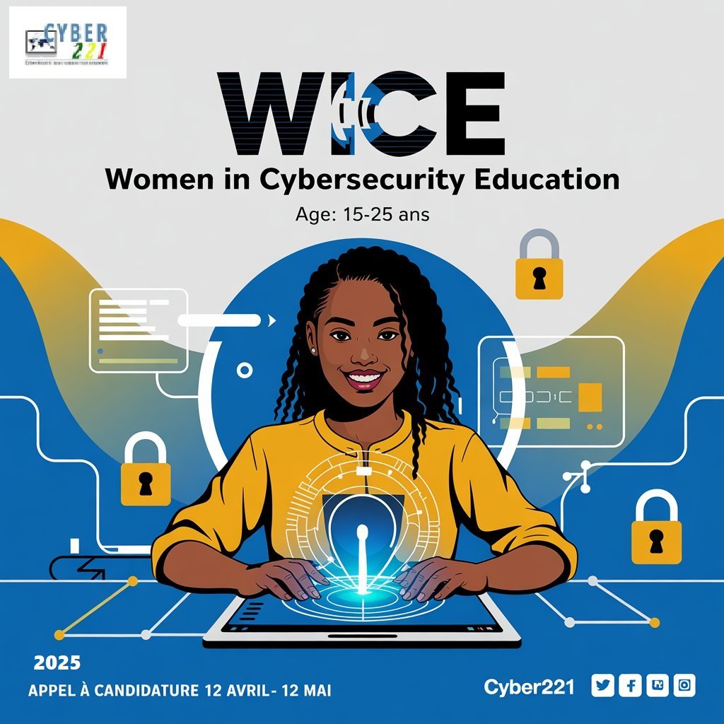 Le programme Women In Cybersecurity Education (WiCE) revient pour une 2ᵉ édition !
🌍 Tu as entre 15 et 25 ans ou tu connais une fille curieuse de la cybersécurité ? C’est pour elle !
#Cyber221 
forms.gle/2CWL6VxoLwzd3B…
