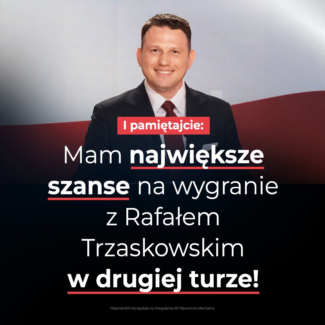 Szymon Szymański 🇵🇱✝️ (@plnadewszystko) on Twitter photo Po świetnej debacie jasne jest, że <a href="/SlawomirMentzen/">Sławomir Mentzen</a> ma największe szanse na pokonanie Rafała Trzaskowskiego w II turze! 😉 Po świetnej debacie jasne jest, że <a href="/SlawomirMentzen/">Sławomir Mentzen</a> ma największe szanse na pokonanie Rafała Trzaskowskiego w II turze! 😉