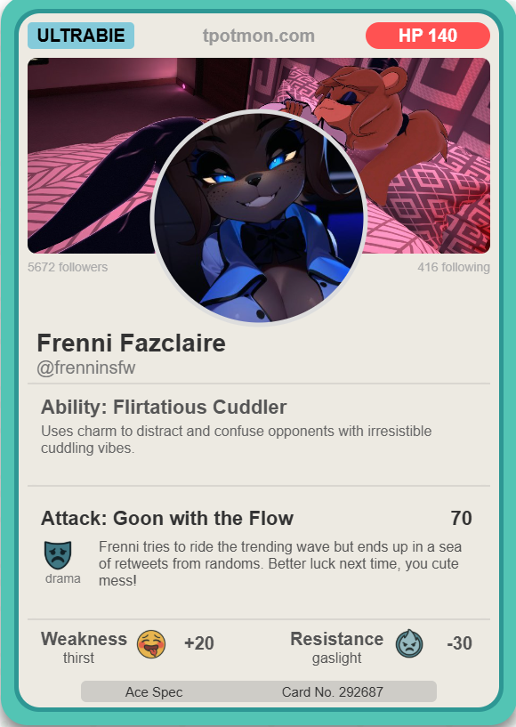 i did funny thing i saw~ so i'm now a funny ultrabie collectible card lol~