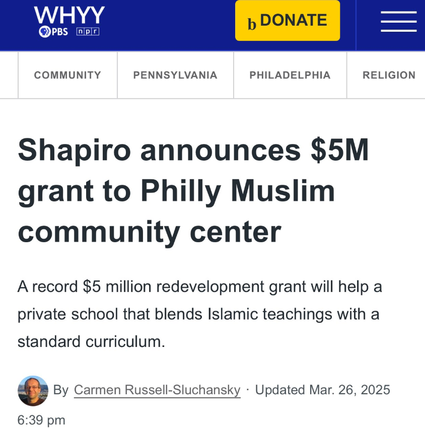 Why did <a href="/GovernorShapiro/">Governor Josh Shapiro</a> give $5 million to an Islamic center in Pennsylvania? SOURCE: Laura Loomer.  The man is Jewish and he is working to integrate Muslim teaching in a private school?????  WTF?