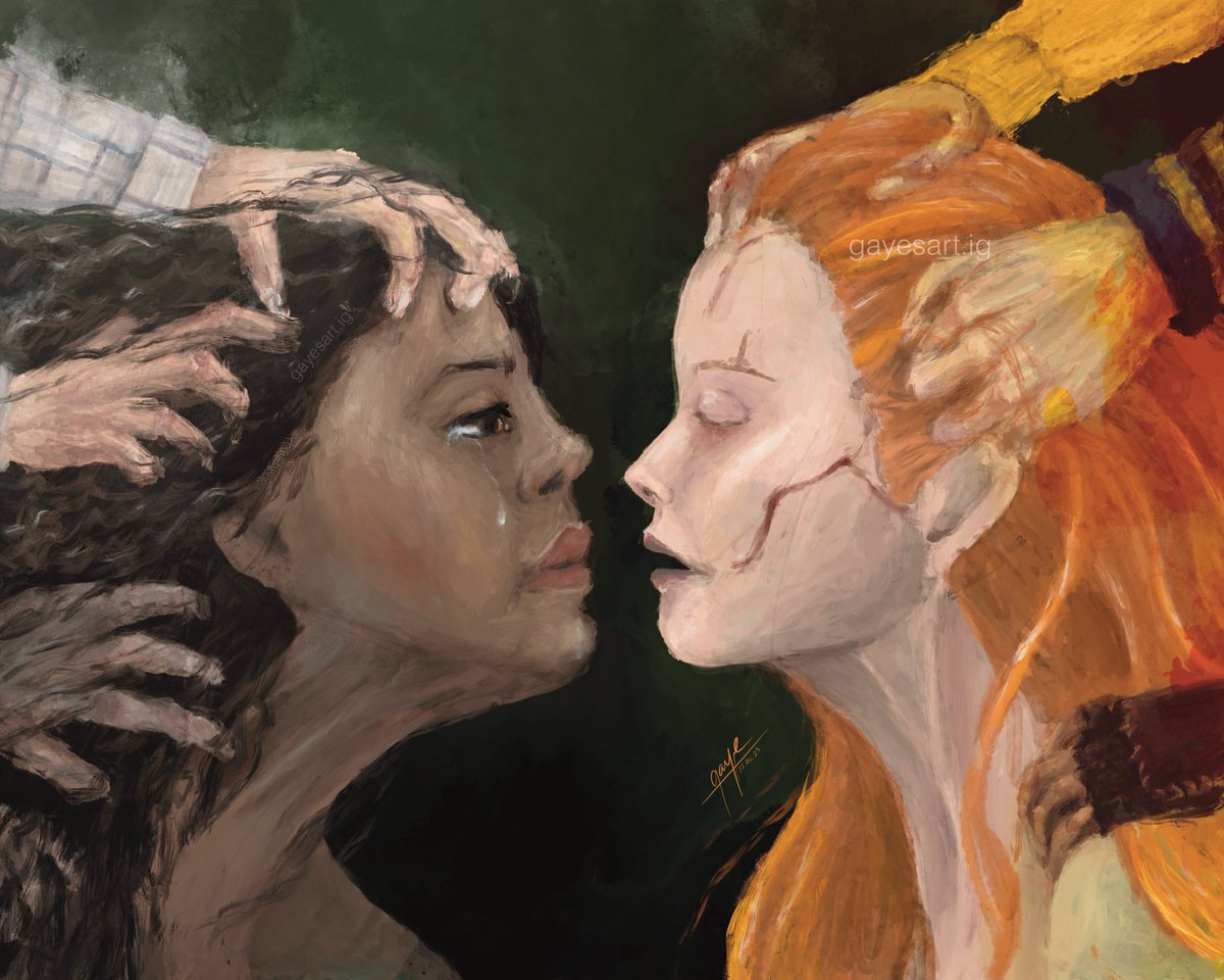 naegnee's tweet photo. my #taivan fanart ❤️‍🩹🕯️🐝
#Yellowjackets @yellowjackets96 @Showtime 

(main reference/inspiration is Sergio Cupido’s Romeo and Juliet painting) https://t.co/f8XqwalyMM