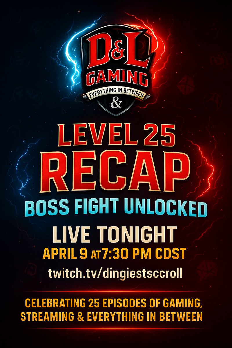 dingiestscroll's tweet image. 🎙️ Podcast Recap Special Tonight!
 "Level 25 Recap: Boss Fight Unlocked"
We’re celebrating 25 episodes with a look back at our best moments, wild debates, &amp;amp; behind-the-scenes chaos!
Tonight @ 7:30 CDST
Twitch: twitch.tv/dingiestscroll
Let’s make this a critical hit 
#twitch