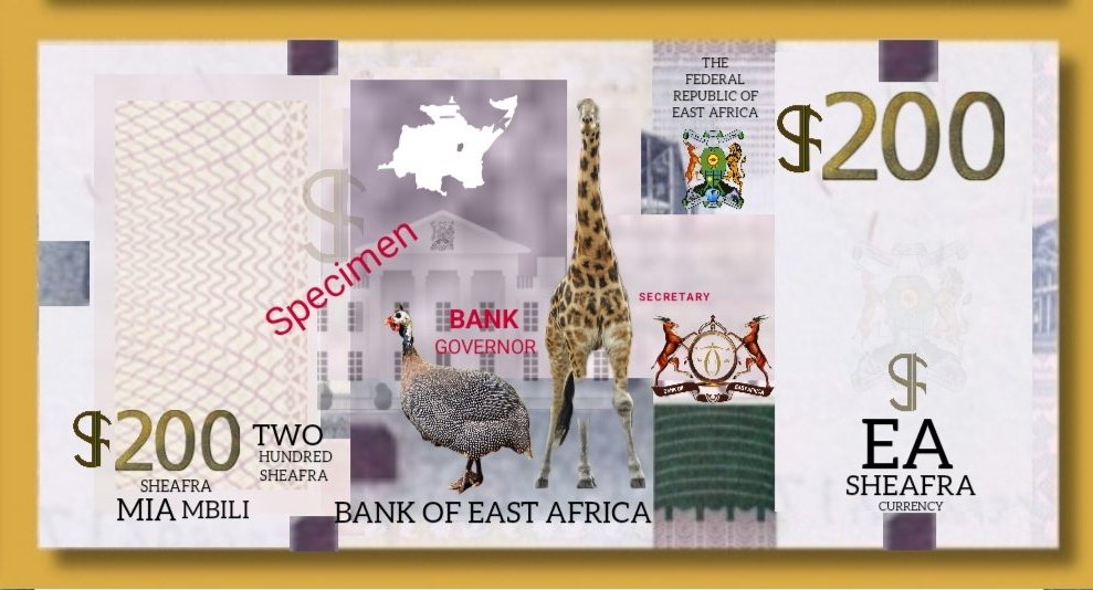 EAC-IPU ๐น๐ฟ (@eac_ipu) on Twitter photo #SheafraCurrencyUpdate:
The East African <a href="/SheafraCurrency/">East African Sheafra Currency</a> has again Upgraded its SHF. 200 Sheafra Specimen Note. We Promised East Africans that we shall not eat, drink nor sleep not until we make it to the finest.
<a href="/StateHouseEAgov/">State House East Africa.</a> <a href="/SheafraCurrency/">East African Sheafra Currency</a> <a href="/EastAfricaGov/">Government of East Africa.</a> <a href="/MosesHaabwa/">Amb.(rtd).Moses Haabwa</a> #SheafraCurrencyUpdate:
The East African <a href="/SheafraCurrency/">East African Sheafra Currency</a> has again Upgraded its SHF. 200 Sheafra Specimen Note. We Promised East Africans that we shall not eat, drink nor sleep not until we make it to the finest.
<a href="/StateHouseEAgov/">State House East Africa.</a> <a href="/SheafraCurrency/">East African Sheafra Currency</a> <a href="/EastAfricaGov/">Government of East Africa.</a> <a href="/MosesHaabwa/">Amb.(rtd).Moses Haabwa</a>