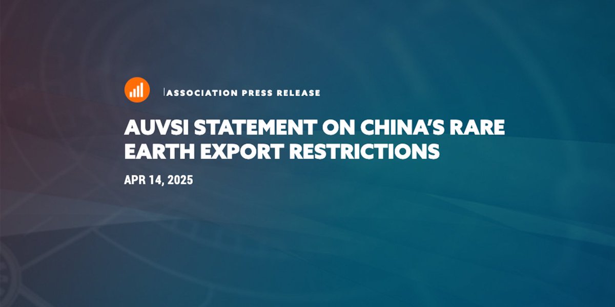 China’s rare earth export ban threatens U.S. tech &amp; defense readiness. AUVSI urges swift action to secure domestic &amp; allied supply of critical magnets. Read the full statement: auvsi.org/auvsi-statemen…
