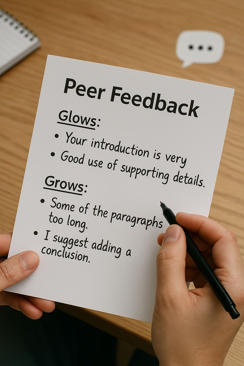 💭 Peer feedback = GOLD.
Teach students how to use “glows and grows” when reviewing each other’s work.
💬 They’ll grow as learners and assessors.
What structures help your peer feedback go smoothly?