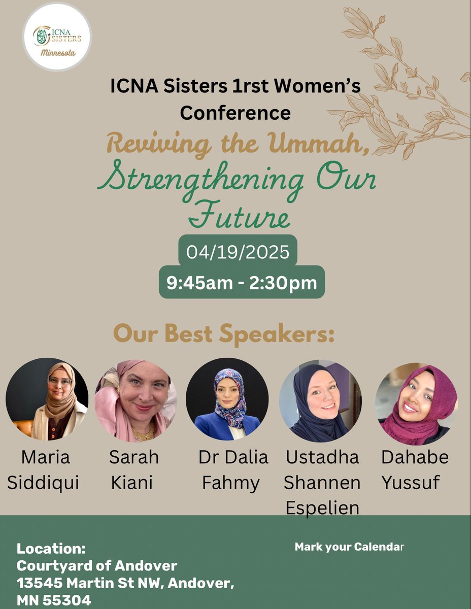 LESS THAN ONE WEEK AWAY! ICNA Sisters 1st Women’s Conference: Reviving the Ummah, Strengthening Our Future. A powerful day of empowerment, sisterhood, and spiritual growth.

Seats are limited, get your tickets now! docs.google.com/forms/d/e/1FAI…