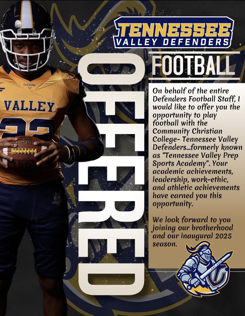 Blessed to receive and offer from Tennessee valley prep. @tnvpsa
