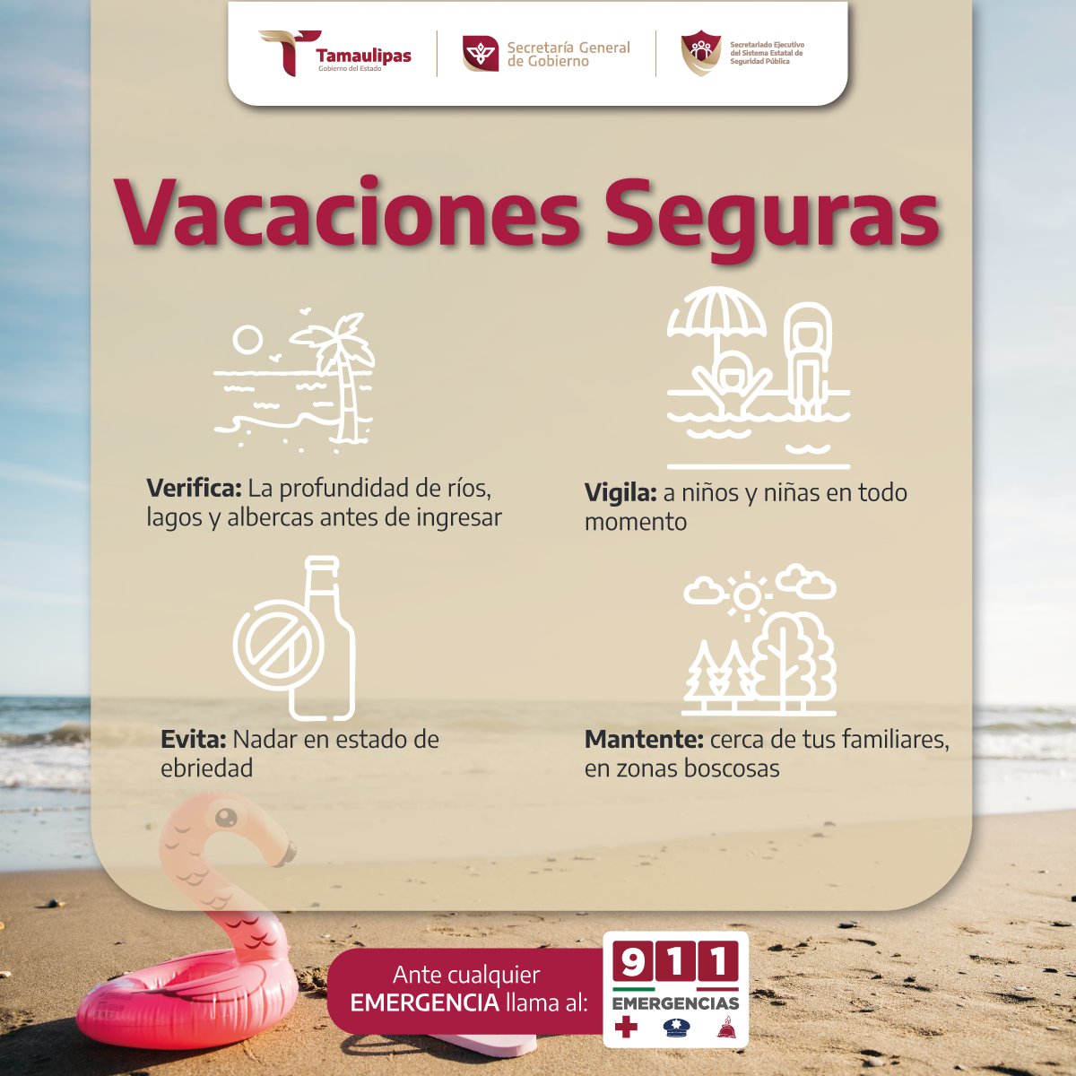 Disfruta de tus vacaciones de manera segura con estas recomendaciones. 🧳

Recuerda, que ante una emergencia la Línea de Emergencias 9-1-1📞 está para ayudarte.