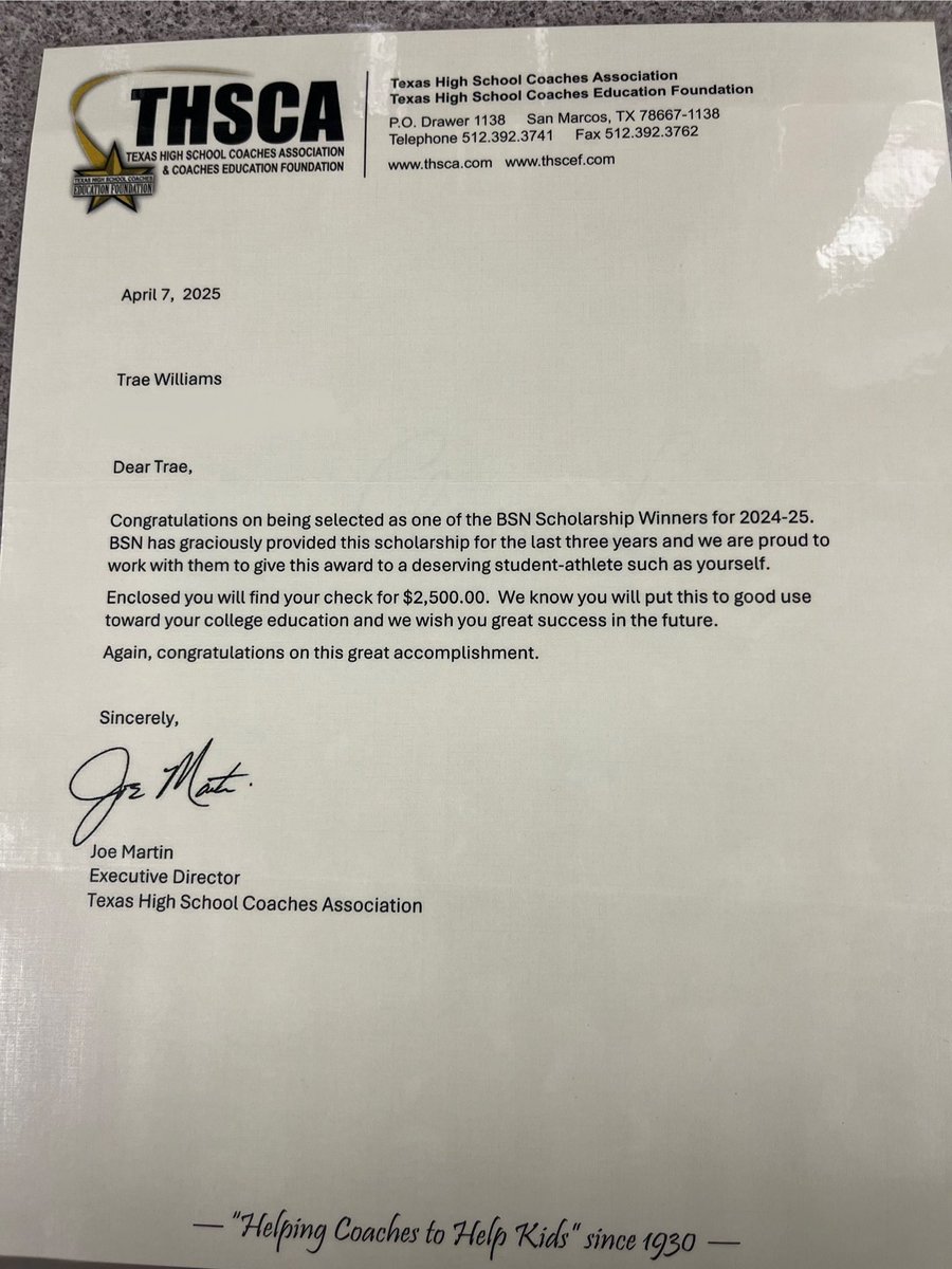 Lawrence Williams, M.Ed (@ldubbredred) on Twitter photo Praise GOD!! <a href="/TraeWilliams_3/">Trae williams</a> was chosen as a recipient of the BSN Scholarship by <a href="/THSCAcoaches/">THSCA</a> He has been blessed to have some amazing teachers, coaches and trainers throughout his journey. Special Thanks <a href="/DaveHenigan/">Dave Henigan</a> and Joe Martin for the phone call and notification Praise GOD!! <a href="/TraeWilliams_3/">Trae williams</a> was chosen as a recipient of the BSN Scholarship by <a href="/THSCAcoaches/">THSCA</a> He has been blessed to have some amazing teachers, coaches and trainers throughout his journey. Special Thanks <a href="/DaveHenigan/">Dave Henigan</a> and Joe Martin for the phone call and notification