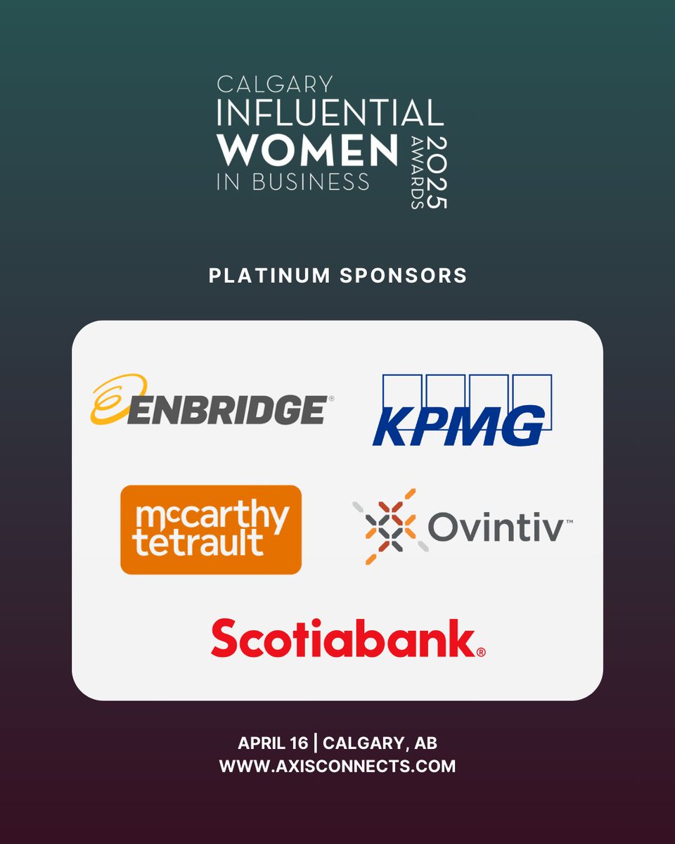 The 2025 CIWB Awards wouldn’t be possible without the generous support of our Platinum Sponsors: Enbridge, KPMG, Ovintiv, McCarthy Tétrault, and Scotiabank. 
#2025CIWBAwards