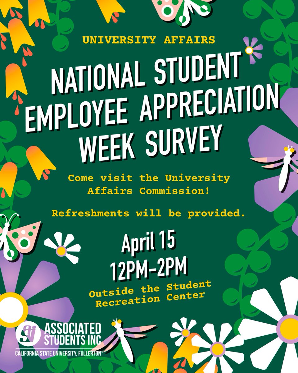 🎉 Celebrate National Student Employee Appreciation Week with us! 🎉
Take our University Affairs Survey and enjoy some refreshments on us 🥤🍪
📍 Outside the SRC
🗓️ April 15 | 🕛 12PM–2PM
Let your voice be heard &amp; grab a treat! 💬✨