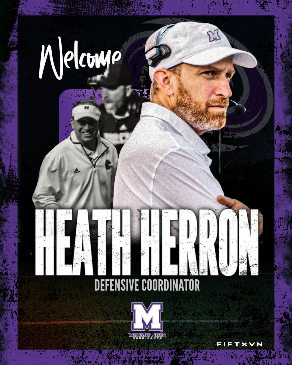 Monroe Area Football (@monroecanesfb) on Twitter photo Leading the defensive charge, <a href="/CoachHerron12/">Heath Herron</a> is bringing 23 years of high level football to the Purple Hurricanes! 3rd and short just turned into 3rd and a MILE! 💜🌪️🏈
#CanesCulture #BestInTheWorld Leading the defensive charge, <a href="/CoachHerron12/">Heath Herron</a> is bringing 23 years of high level football to the Purple Hurricanes! 3rd and short just turned into 3rd and a MILE! 💜🌪️🏈
#CanesCulture #BestInTheWorld