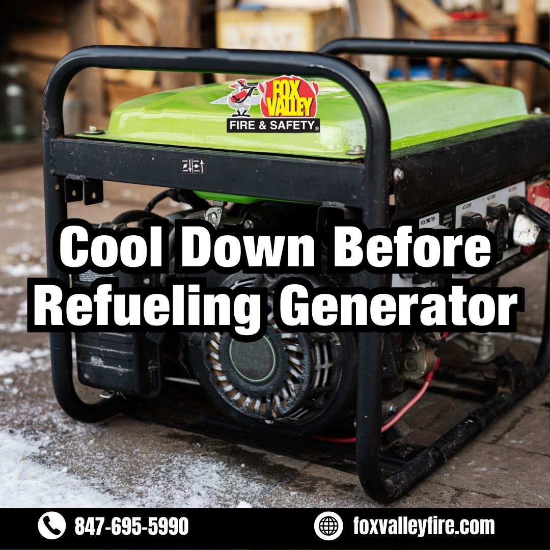 FoxValley_Fire's tweet image. Cool down before refueling the generator. Always turn off and let your generator cool down before refueling to avoid accidental fires. 

#FuelSafety #PowerOutageTips