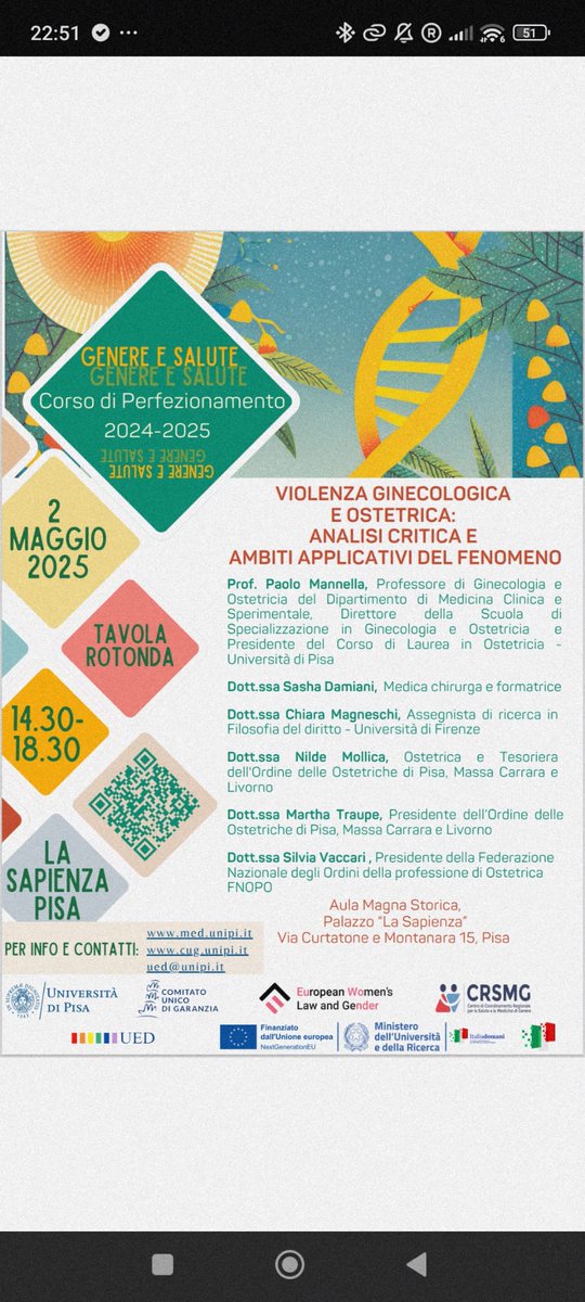 Ultima lezione del corso di perfezionamento GENERE e SALUTE __ TAVOLA ROTONDA su VIOLENZA GINECOLOGICA E OSTETRICA

🗓️2 maggio, 14:30-18:30
📍Palazzo della Sapienza

#genderviolence #womenrights #gynecologicalviolence  #HumanRights