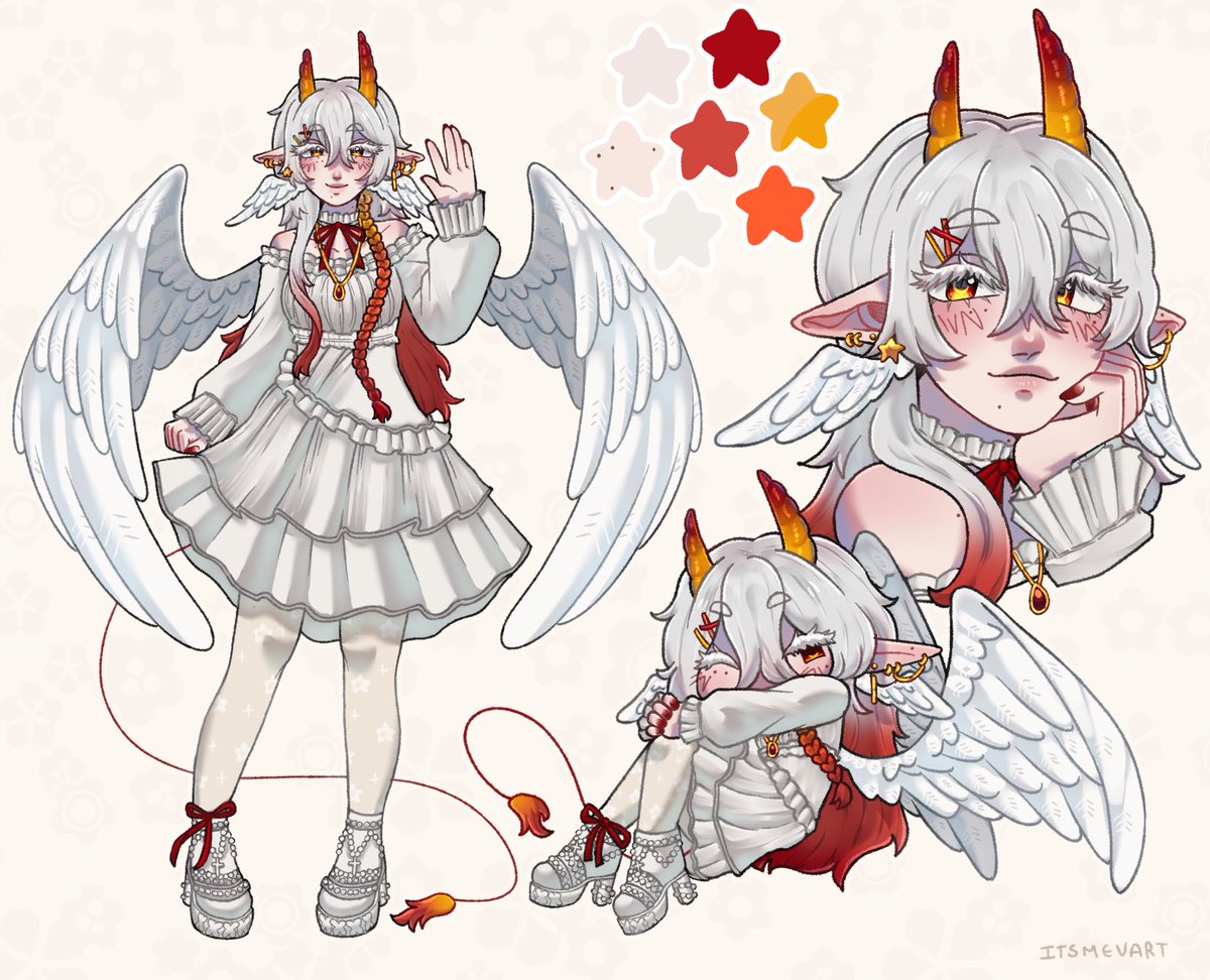 Kiku_Alayne's tweet photo. ✨1.0 reveal✨

Hello! My name is Kiku, nice to meet you!! <3 

I am a Nephalem vtuber that lives off of good luck and a dream!! It feels lovely to finally have my true form hehehe!

Ref artist: @itsmevart https://t.co/VNofAcDfJx