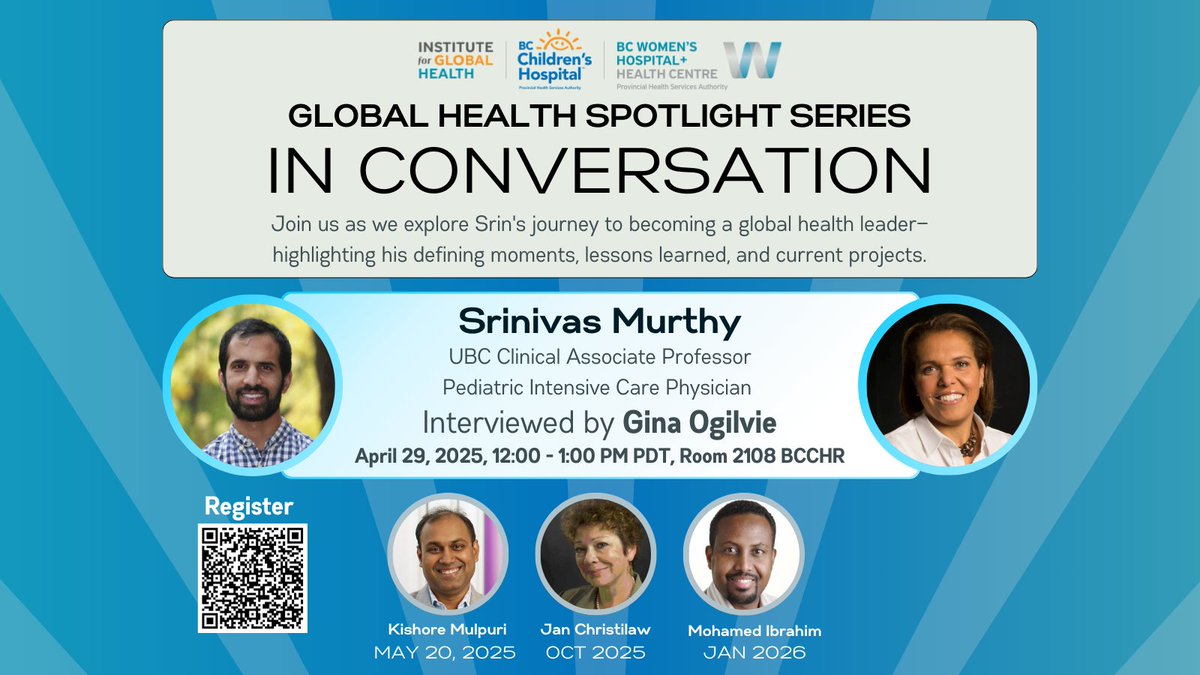 🌍 Don't miss the Global Health Spotlight Series In Conversation with Dr. Srinivas Murthy! It will be a dynamic dialogue on his global health journey, current work, impact, and lessons driving equity and innovation in care. 
Register here:🔗 shorturl.at/YMfRd
#GlobalHealth