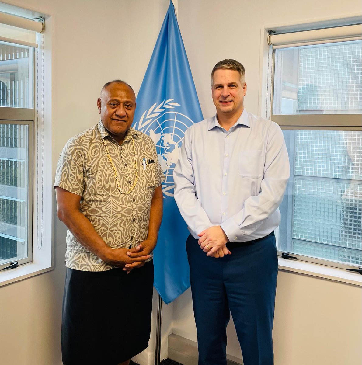 OPOC (@pacoceancomm) on Twitter photo Pacific Ocean Commissioner Dr Filimon Manoni met with the UN Resident Coordinator <a href="/DirkWagenerUN/">Dirk Wagener 🇺🇳</a> to discuss key priorities for the region's #ocean agenda. They focused on collective efforts in the lead-up to #unoc3 , #COP30 & future global milestones.
<a href="/UNinFiji/">UN Fiji, Solomon Islands, Tonga, Tuvalu & Vanuatu</a> <a href="/WandiAgus/">Agus Wandi</a> Pacific Ocean Commissioner Dr Filimon Manoni met with the UN Resident Coordinator <a href="/DirkWagenerUN/">Dirk Wagener 🇺🇳</a> to discuss key priorities for the region's #ocean agenda. They focused on collective efforts in the lead-up to #unoc3 , #COP30 & future global milestones.
<a href="/UNinFiji/">UN Fiji, Solomon Islands, Tonga, Tuvalu & Vanuatu</a> <a href="/WandiAgus/">Agus Wandi</a>