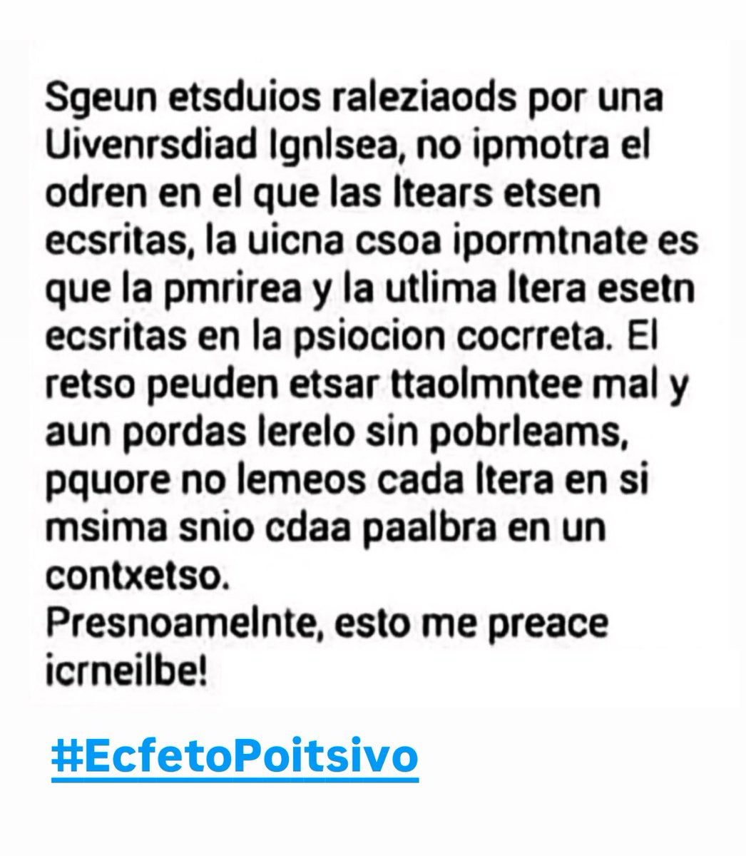 aesquinca's tweet photo. ¡RT si pudiste leerlo de corrido!
#RetoMental #GimnasiaCerebral
¡Bendecida tarde!
#EfectoPositivo https://t.co/n5RVLprhh5