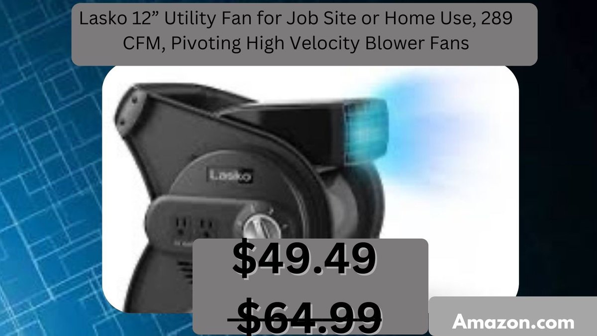 DealHunterHQ21's tweet photo. Deal find! The Lasko 12” Utility Fan is on sale — delivers 289 CFM of high-velocity airflow, perfect for job sites, garages, or home use with a durable, pivoting design.

Link: https://t.co/t6Y78RfakA https://t.co/jSEi0SRwFm