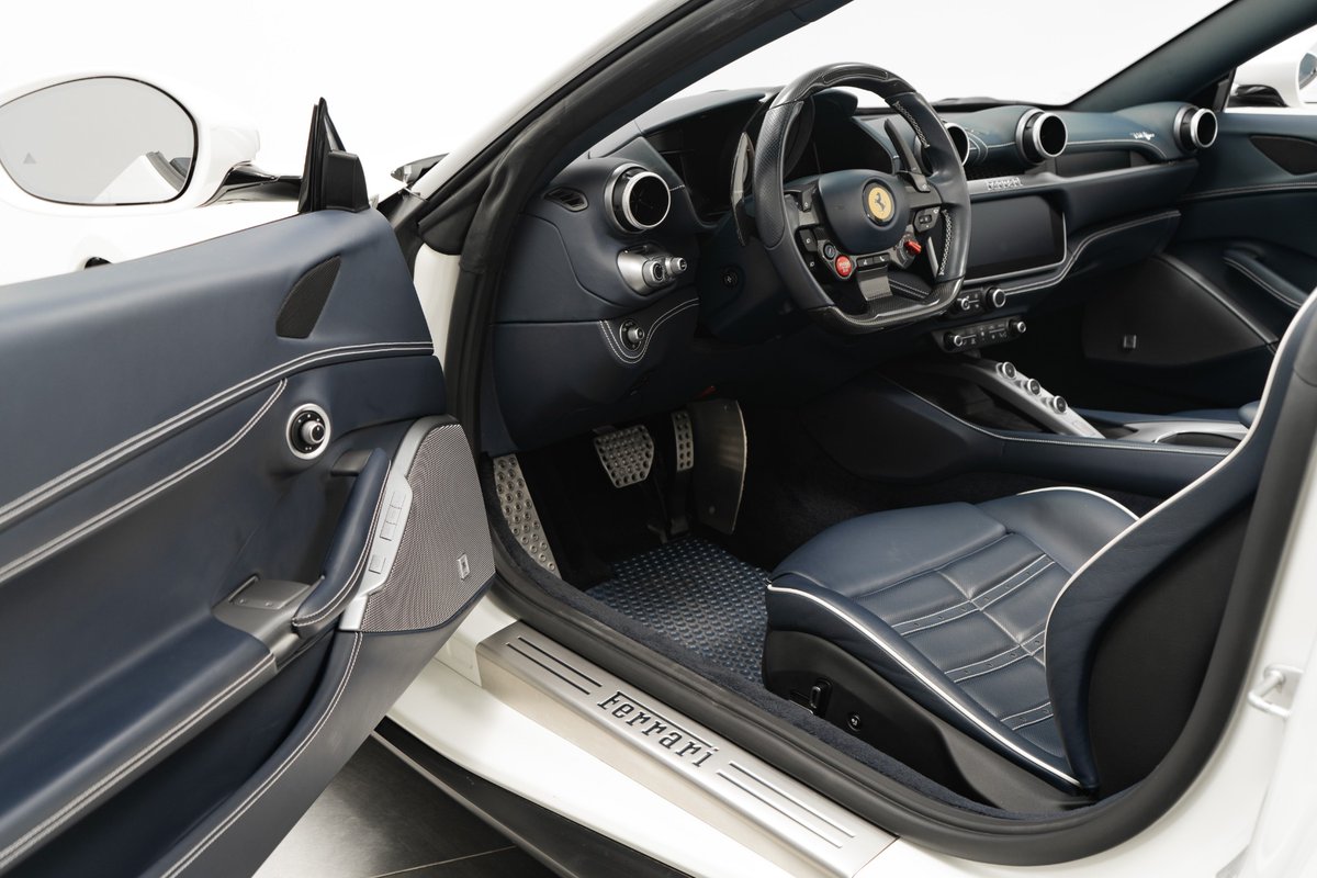 This Bianco Avus 2020 Ferrari Portofino is a stunner in every sense—with that rich Blu Sterling leather wrapping nearly every surface of the cabin (yep, even the steering wheel). She’s sleek, sculpted, and built for the bold. #FerrariPortofino

🔗: bit.ly/3RQueFW