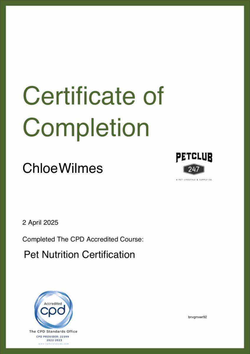 ChloesExoticsWA's tweet photo. 🎓 Just earned my CPD Accredited Pet Nutrition Certification through PetClub247!
🐶If you love your pets or just wanna boost your resume, this course is a game changer.
Take it here👉 https://t.co/qLndglMwq3
#PetNutrition #PetCare #HealthyPets #PetLovers #SideHustle #PetBusiness https://t.co/V1AhoRTLAb