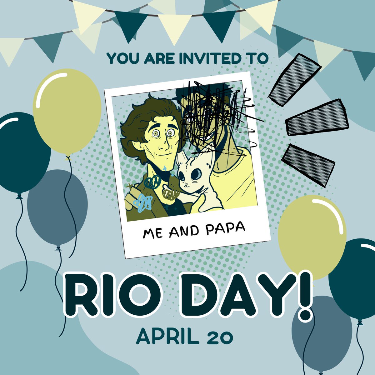 SharpAceArt's tweet photo. It's almost Rio Day (Crank It's third anniversary)! Let's celebrate by posting Rios! Art, edits, sweaters, writings, chips, welcome! The only thing not welcome is The Interloper! See you all on April 20th! https://t.co/5k8nvKBu7y