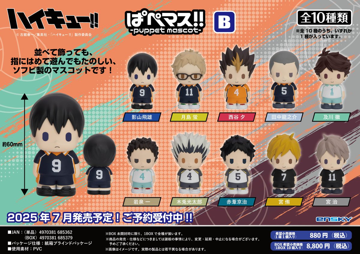 2025年7月発売予定 アニメ「ハイキュー!!」 ぱぺマス!! A／B BOX 1BOX