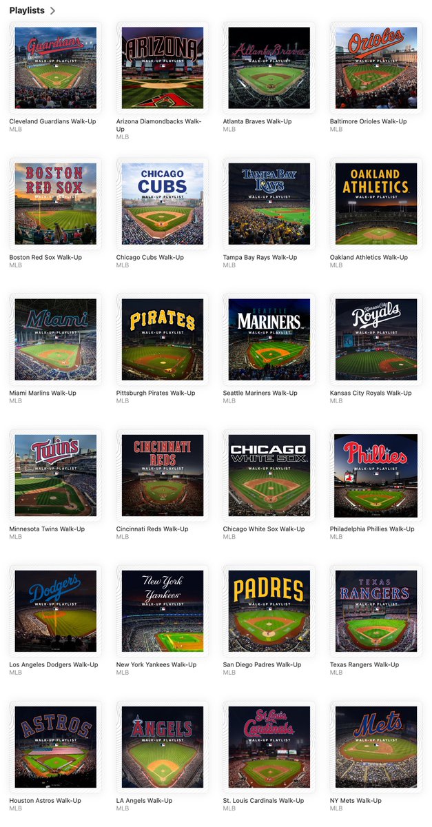 Today I learned that Apple Music has a playlist for every MLB's team walk-up music.
