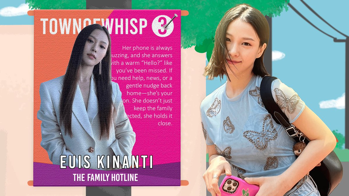 ⠀
𝗘𝘂𝗶𝘀 𝗞𝗶𝗻𝗮𝗻𝘁𝗶
Her phone is always buzzing, and she answers with a warm “Hello?” like you’ve been missed. If you need help, news, or a gentle nudge back home—she’s your person. She doesn’t just keep the family connected, she holds it close.
⠀