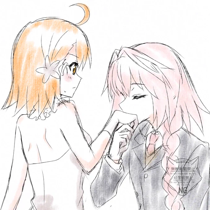 #1番目にリプきたキャラが2番目にリプきたキャラにキスするアストルフォ→ぐだ子 