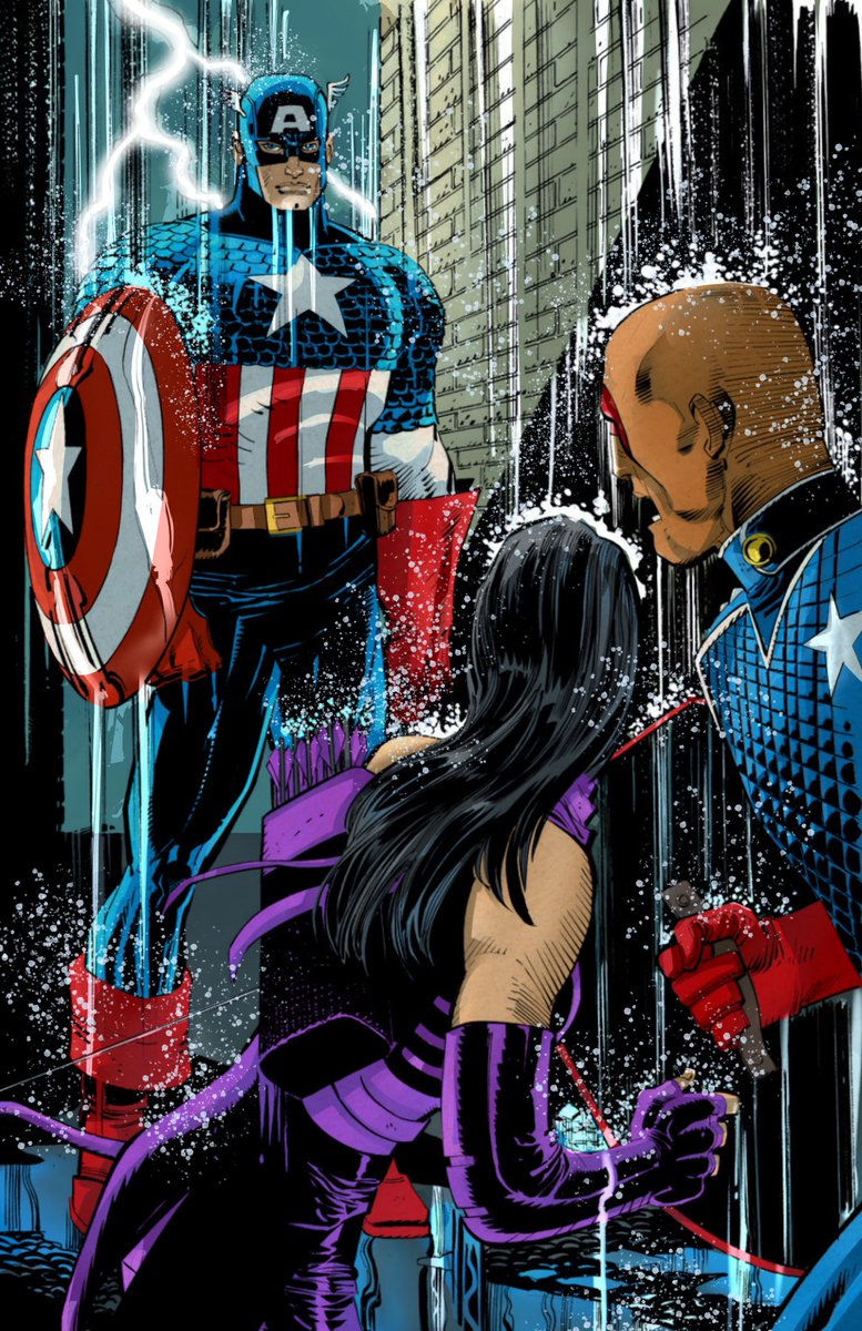 JamesLeeStone's tweet photo. Love this page from @JrRomita #FallenSon inks by @klausjansonnyc 
My colors in @Procreate #captainamerica https://t.co/iROr55upxC
