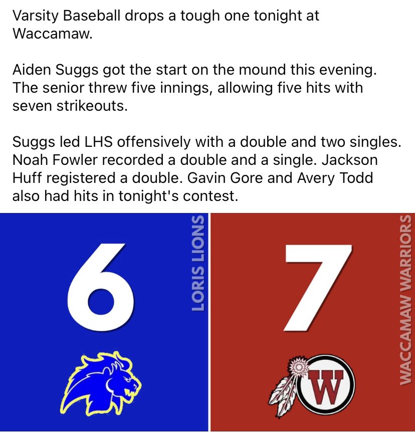 Loris Lions Baseball tweet media